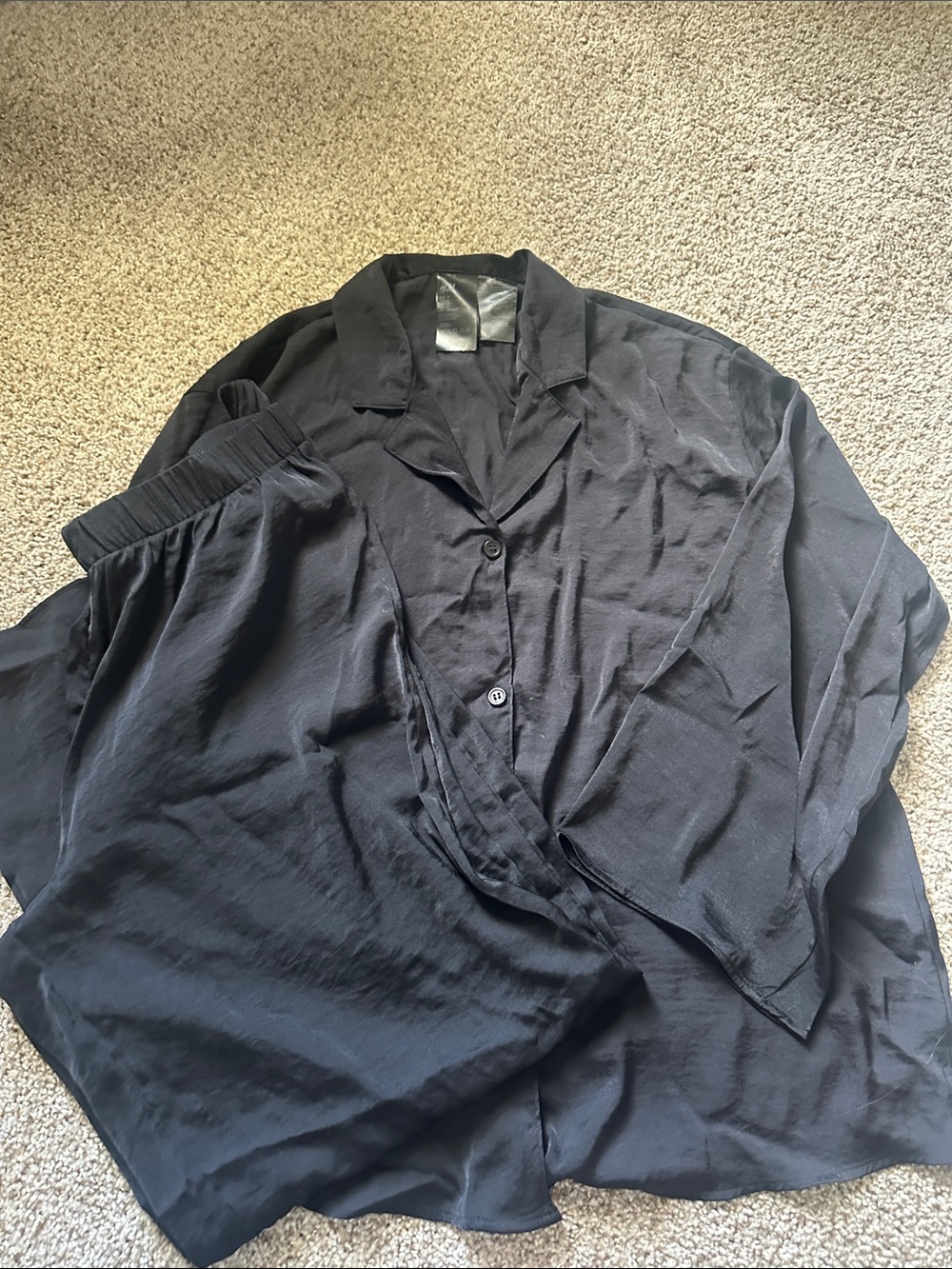H&M Black Women's Satin Pajama Set